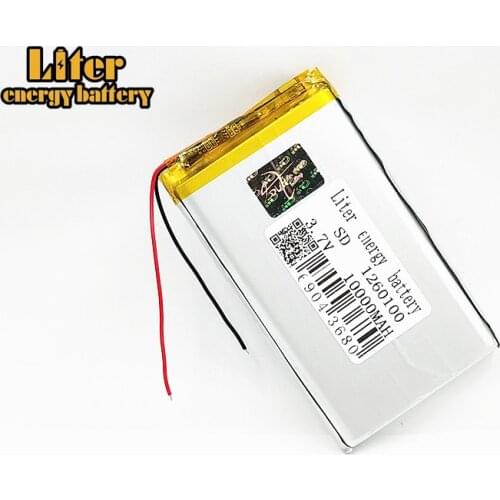10000mAh large capacity 3.7V polymer lithium battery 1260100 Rechargeable Li-ion Cells For GPS DVD Tablet MID Electric Toys