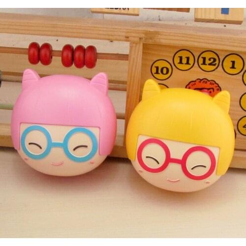 Cute Cartoon Design Contact Lenses Case with Mirror Glasses Lens Container Box Travel Kit Holder Soaking Contact Lenses Box