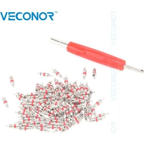 101pcs Tire Repair Tool Set 100 pcs Zinc Plated Copper Valve Core with Core Screwdriver Removal Tools Kit for Car Bicycle Truck