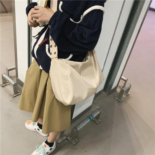 New School Bags Nylon Women Messenger Bags Waterproof Women Shoulder Satchel Solid Color Schoolbags For Teenager Girls Boys 2021