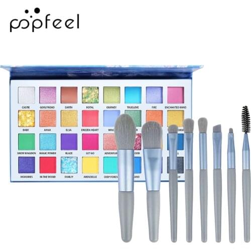 POPFEEL 32 Colors Eyeshadow Palette With 8pcs Makeup Brushes Set Matte Glitter Long Lasting Highly Pigmented Eyes Cosmetic Kit