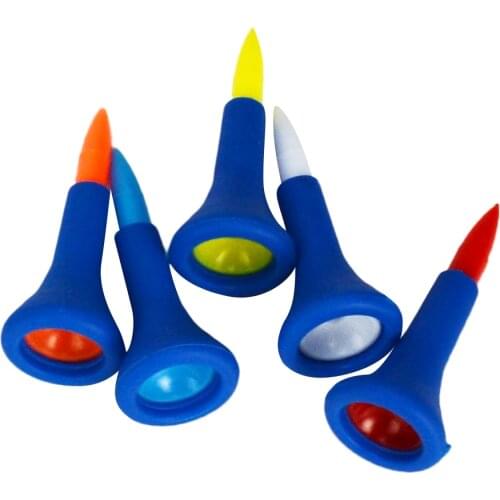 Durable Soft Rubber Cushion Top Golf Tees Random Color 3 Length Option - Pack of 5