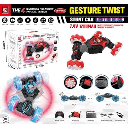 Radio Gesture Induction Twisting Off-Road Stunt Vehicle Light Music Drift Toy 4WD High Speed Climbing RC Car Remote Control Car