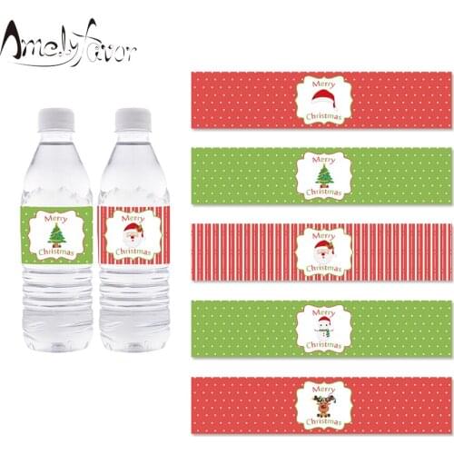 Christmas Theme Bottle Labels Birthday Event Party Decorations Supplies Snowman Santa Claus Party Bottle Wrapper