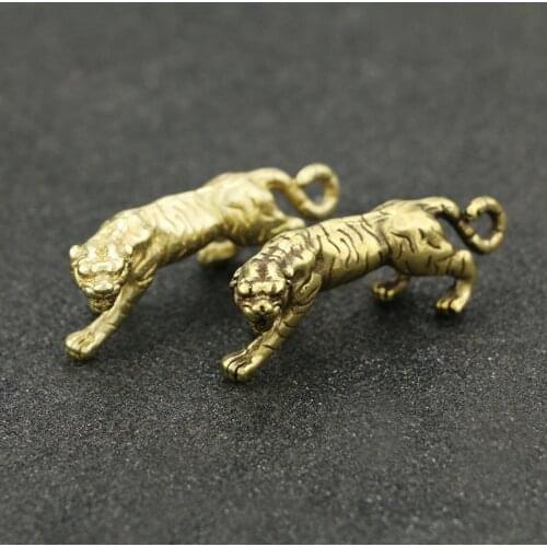 Lucky Gift Brass Tiger Collect Ornaments Desktop Decoration Tigers Model Statue Home Office Room 2022 New Year