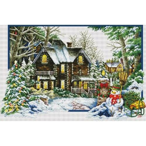 Stamped Cross Stitch Kit 11CT Embroidry Material Package Cross Stitch Kits for Adults Beginners Kids Gifts - Seasons Landscape