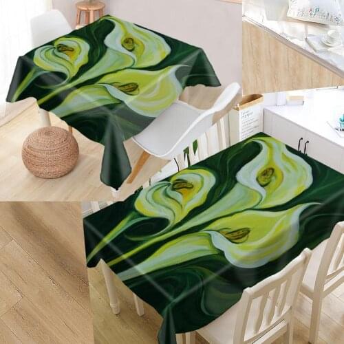 Best Calla Painting Custom Table Cloth Rectangular Oxford Print Waterproof Oilproof Square Table Cover Party Tablecloth