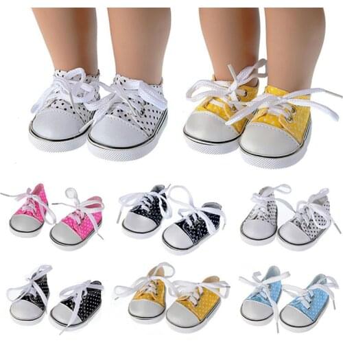2021 New Pattern Fashion Wave Point Canvas Shoes Fit 18Inch American 43cm Baby Doll Clothes Accessories,Girls Toys,Generation
