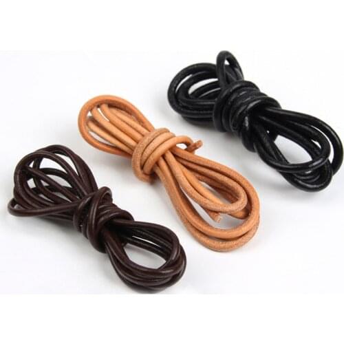 2meter/lot 1.5/2/3/4/5/8mm Brown Black Round Cow Leather Rope Solid String Genuine Leather Cord for DIY Bracelet Jewelry Making
