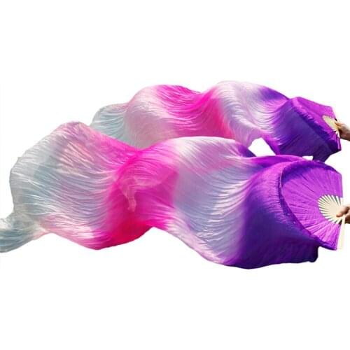 High Quality 100% Chinese Silk Dance Fans 1 Pair Belly Dance Fans Handmade Dyed Purple+Light purple+Rose+Pink+White 5 Sizes Fans
