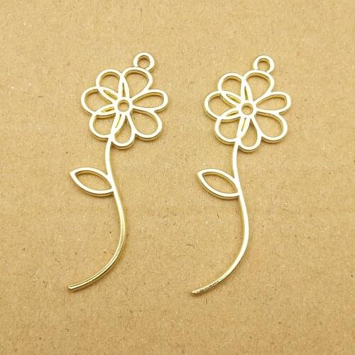 10pcs 16x44mm flower charms for jewelry making and crafting cute earring pendant necklace bracelet charms