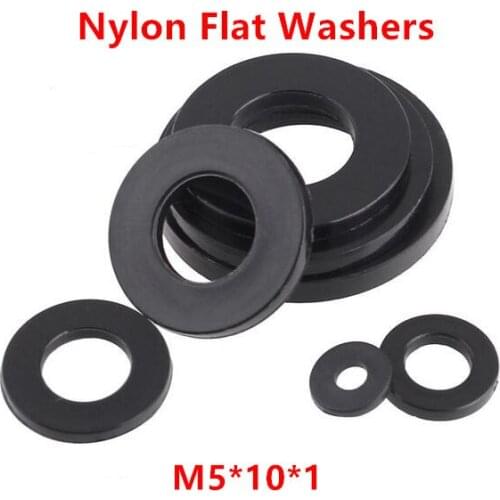1000pcs M5(ID)*10(OD)*1mm Black nylon flat washer M5 Plastic plain washers ring Gasket M5X10X1mm