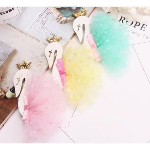 11x6.5cm 6pcs/lot Multicolors Swan Shape Kawaii Appliques for Headband Padded Appliques For DIY Craft Decoration