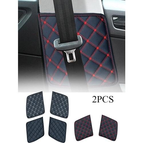 2 Pcs PU Leather Car Seat Safety Belt Protective Pad Crash Mat Cover For Skoda Kodiaq 2017 2018 2019 2020 Interior Accessories