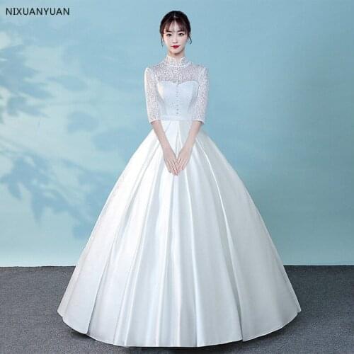 2021 Ball Gown Halter Wedding Dress Floor-Length Lace Bow Tulle Lace Up Back Women Bridal Wedding Dresses