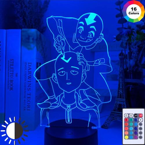 3D One Punch Man LED Night Light Anime Lamp Saitama for Bedroom Decor Nightlight Kids Gift The Last Airbender Avatar Light Aang
