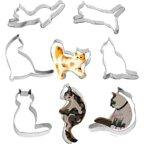 5pcs Cookie Cutters Moulds Cute Animal Cat Shape Biscuit Mold DIY Fondant Pastry Decorating Baking Kitchen Tools JU0294