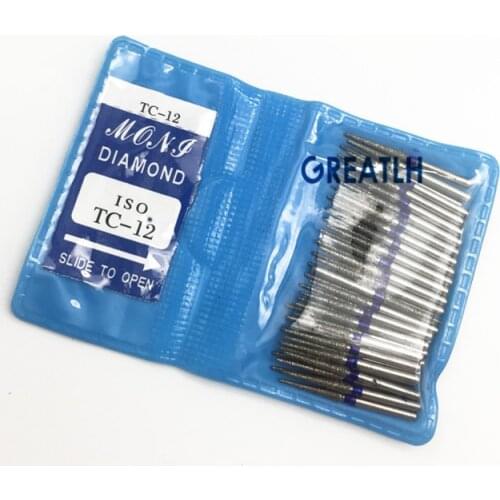 50pcs Dental Diamond TC-12 FG High Speed Burs for Polishing Smoothing