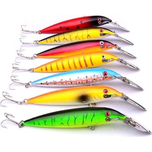 7pcs 14CM 16.2G 4#hooks crank minnow fishing lures metal lip carp trout perch catfish fishing baits pesca fishing tackles
