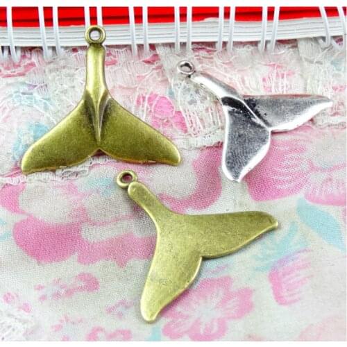 80pcs 18.5*18.9MM Antique Silver Plated Antique Bronze Plated Fish Fishtail Charms Pendants DIY Jewelry Accessories