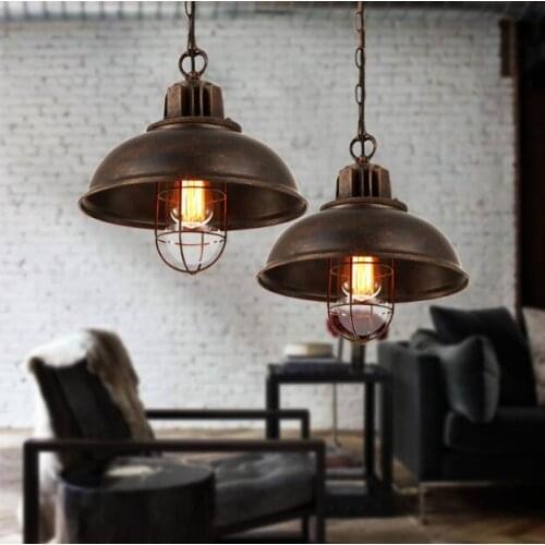 American Village Industrial retro shade single-head pendant light iron bar table restaurant personality loft pendant lamp