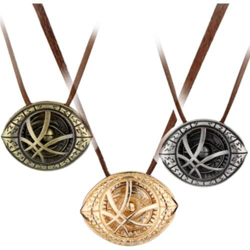 Eye of Agamotto Doctor Strange Amulet Alloy Pendant Leather Necklace Xmas Gifts