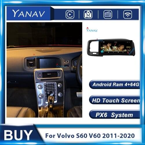 PX6 Android Car Stereo Radio GPS Navigation For Volvo S60 V60 2011-2020 Right Hand MP3 Multimedia Player 2 Din HD Touch Screen