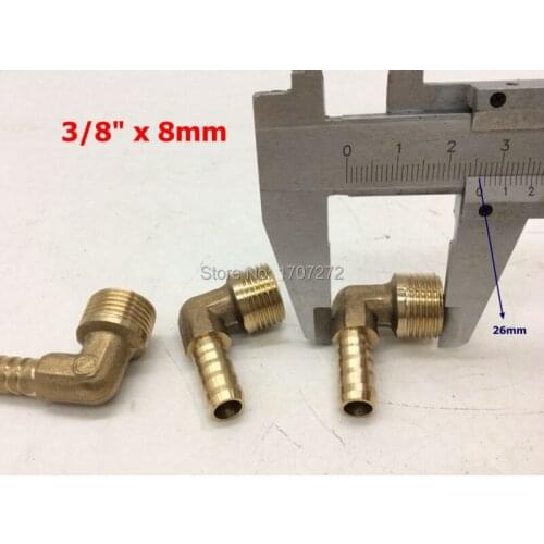 Free shipping 8mm Hose Barb x 3/8" inch Male BSP Thread Elbow Brass Barbed Fitting Coupler Connector Adapter