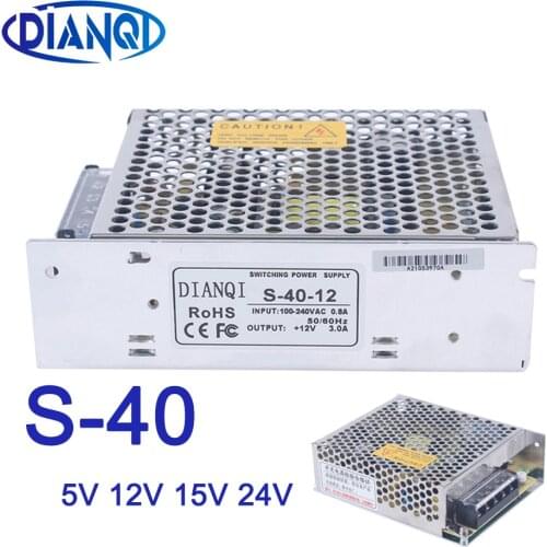 DIANQI power supply 50W 40W 12V 4.2A power supply 5V 15V 24V unit led ac dc converter 50w variable dc voltage regulator S-50-12