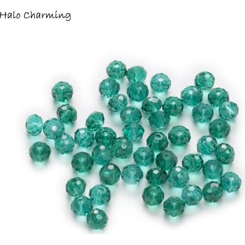 50 Piece Green Crystal Glass Rondelle Quartz Faceted Beads For Handmade Bracelet Necklaces DIY Jewelry Making 4-8mm