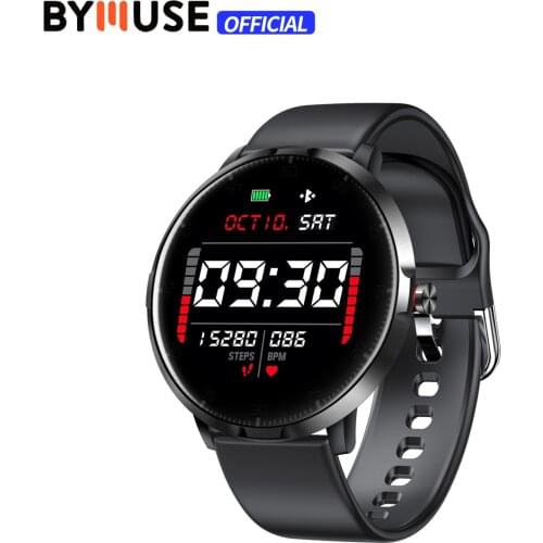 BYMUSE K16 IP68 Fashion UI Blood Pressure HR Monitor Smartwatch Men Long Standby Brightness Music Camera Control Smart Watch