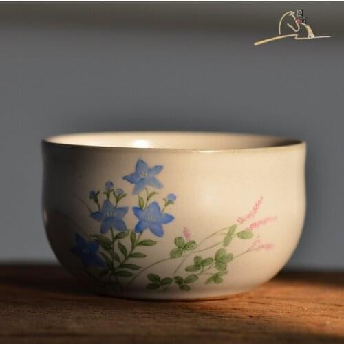 Tea bowl Japanese tea props hand-painted tea ceremony pottery matcha bowl handmade retro ceramic green tea chawan set