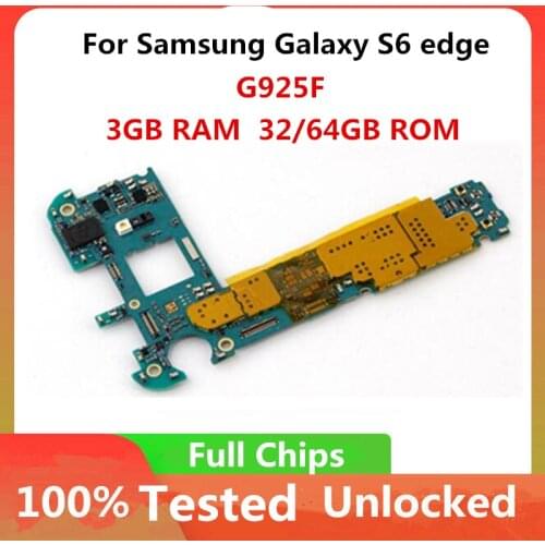 For Samsung Galaxy S6 edge G925F 32GB Official Phone Motherboard Unlocked Whole Mainboard With Full Chips IMEI OS Logic Board