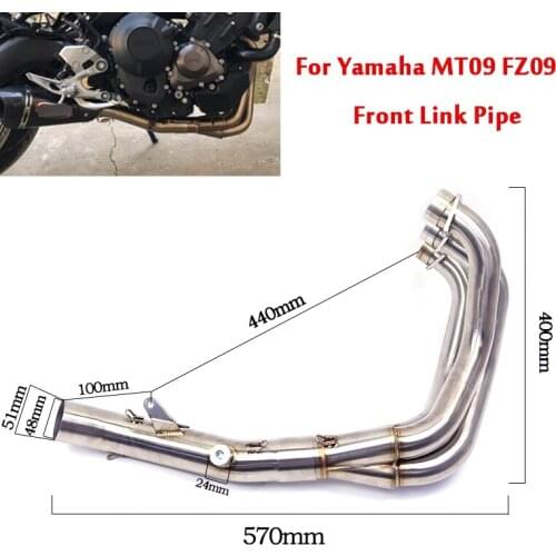 For Yamaha MT09 FZ09 Motorcycle Front Header Exhaust Connecting Link Pipe Middle Section Slip On Modified 51mm Stainless Steel