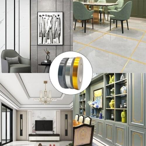 Home Decor Waist Line Waterproof Gold Silver Black Sealing Foil Tape Self Adhesive Strip Stairs Skirting Floor Wall 19QB