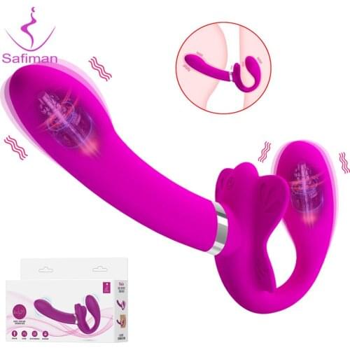 Strapless Strap-on DIldo Vibrator For Women Adult Harness Sex Toy For Lesbian 12 Speeds Powerful Pulsaing Vibrating Sex Machine