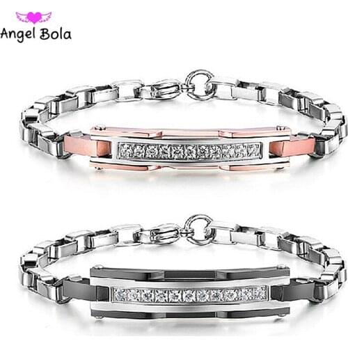 Hot Sale New Fashion Couple Jewelry Wholesale Titanium steel Wristband Magnetic Health Lovers Bracelets For Men Women