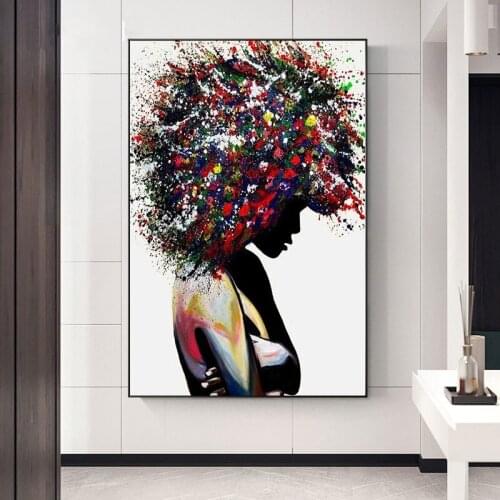 Graffiti Art of African Black Woman Canvas Paintings on The Wall Art Posters and Prints Woman Modern Art Picture Home Wall Decor