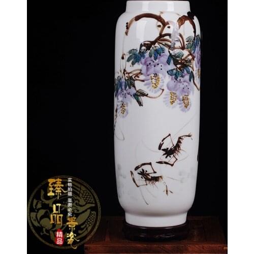 Jingdezhen ceramic vase gifts Yapin famous hand-painted decorative porcelain Home Furnishing new living room
