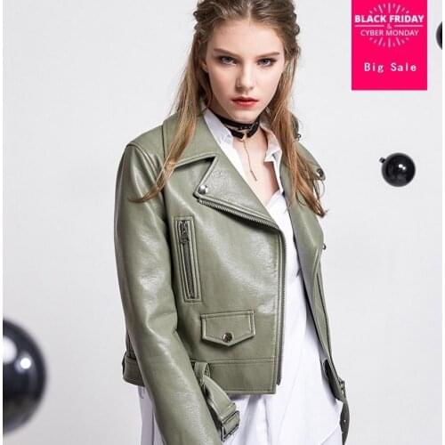 4 Colors 2020 autumn Fashion brand Good Quality leather jacket Ladies Street style zipper PU Leather Jacket with belt wj1082