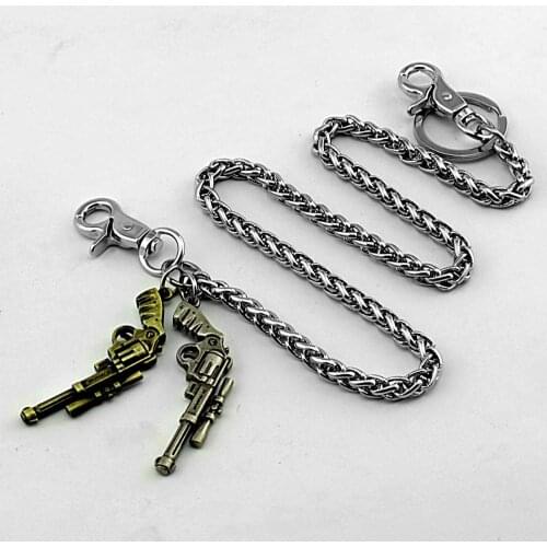 Men Heavy Gunmetal Waist Biker Skull Wallet Key Chain Rock Punk Trousers Motorcycle HipHop Leather Pant Jean Chain DR226