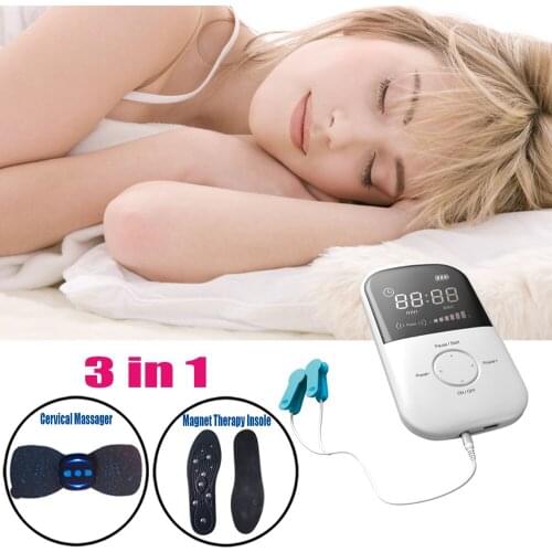 LASTEK 3 in 1 Family Care Kit Insomnia CES Treatment Device + Magnetic Therapy Insole + Wireless Remote Cervical Massage Sticker