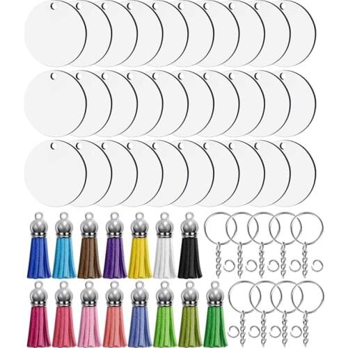 120Pcs Sublimation Keychain Blanks Set with Tassels, Keychain Rings and Jump Rings for DIY Keychain Crafting