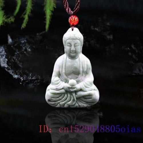 Jade Buddhism Pendant Necklace Jewelry Green Chinese Fashion Gifts Natural Amulet Carved Charm Gemstone