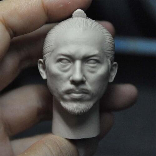 Unpainted 1/6 Scale Sanada Hiroyuki Head Sculpt Model For 12'' Action Figure Dolls Painting Exercise No.411
