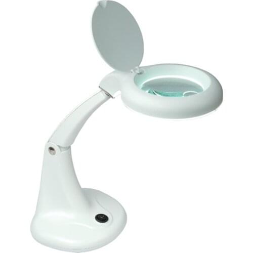 220V Optical Double Lens 1.75X 4X Desk Lighted Magnifying Glass Table Stand Reading Helping Hand Magnifier Lamp Loupe With Light