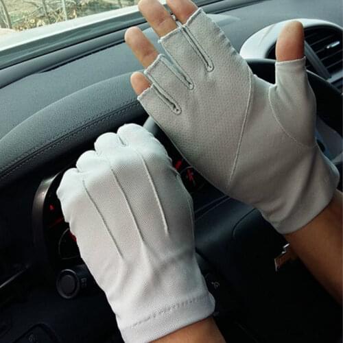 2019 Mens Fingerless Anti-Slip Driving Gloves Women Sun Protection Gloves Summer Male Thin Breathable Anti-UV Cycling Gloves