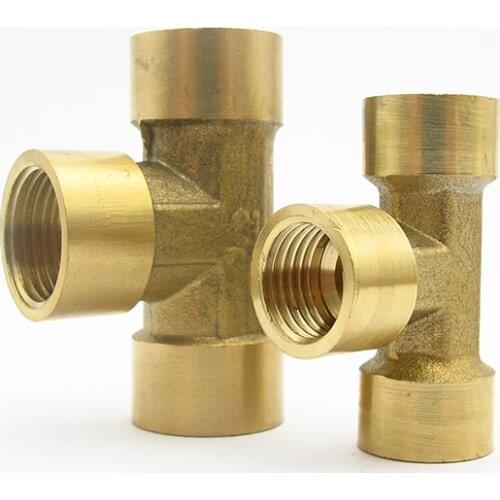 1/8" 1/4" 3/8" 1/2" BSP Female Thread Tee Type 3 Way Brass Pipe Fitting Adapter Coupler Connector For Water Fuel Gas