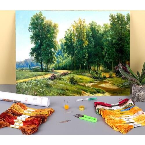 Landscape Nature Pre-Printed 11CT Cross-Stitch Full Kit Embroidery DMC Threads Handicraft Handmade Hobby Knitting Gift