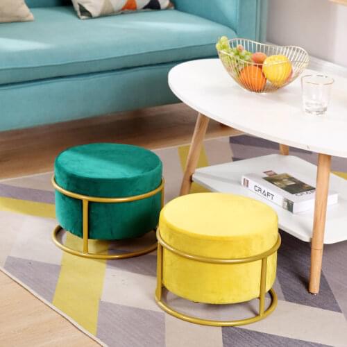 Height adjustable! Nordic luxury living room stool flannel chair cover solid color sofa foot stool low foot stool WF